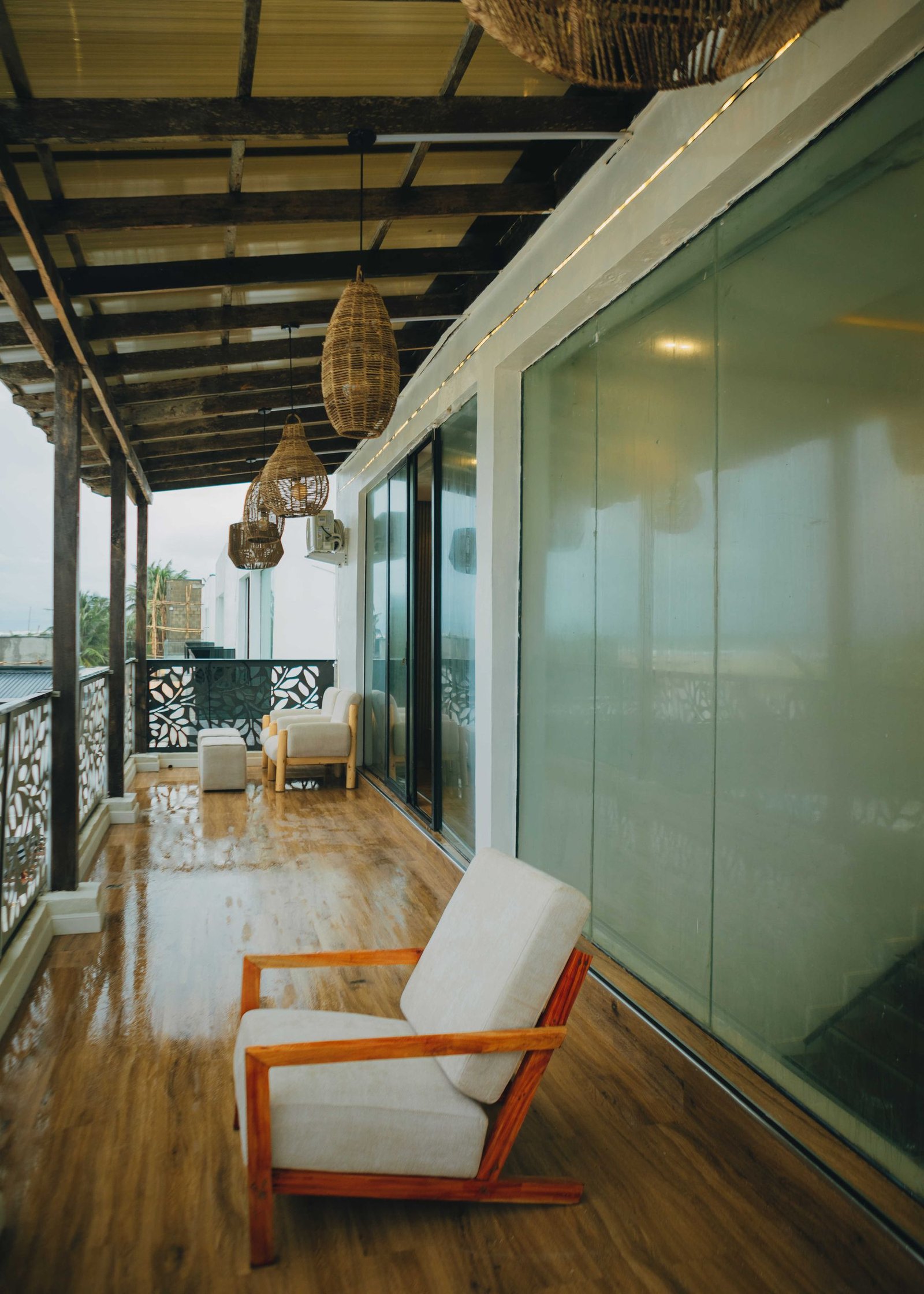 The upstairs verandah looking out over the terrace